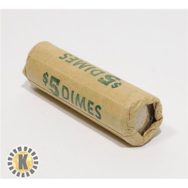 1971 BRILLIANT UNCIRCULATED ROLL OF CANADIAN 10 CE