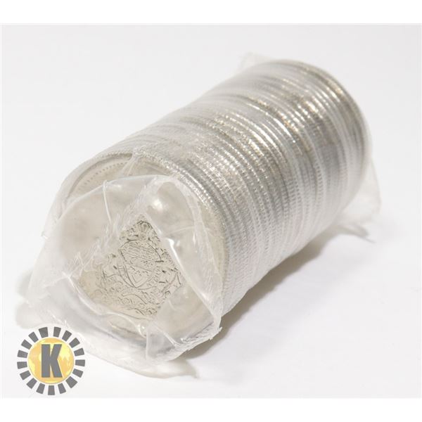 ORIGINAL ROLL OF 2001 CANADIAN 50 CENT COINS