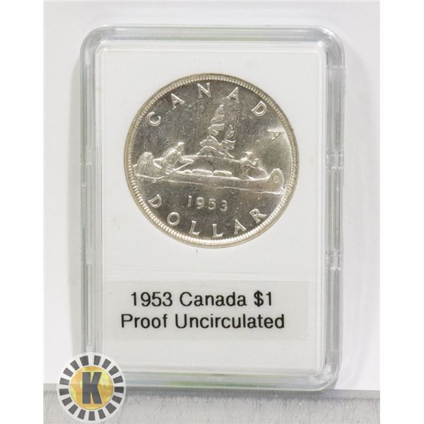 CANADIAN  1953 SILVER $1, PROOF CAMEO, SS VERSION