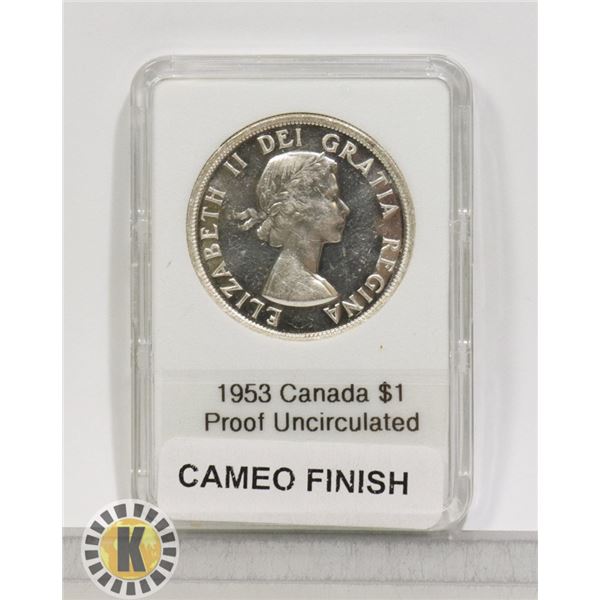 CANADIAN  1953 SILVER $1, PROOF CAMEO, NSS VERSION