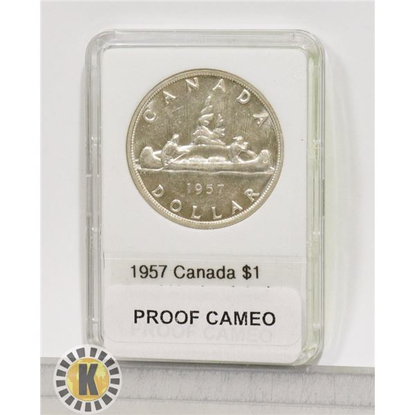 CANADIAN  1957 SILVER $1, PROOF CAMEO