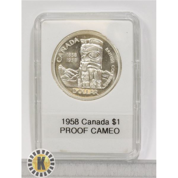 CANADIAN  1958 SILVER $1 PROOF CAMEO "DEATH TOTEM