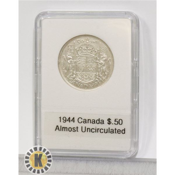 1944 CANADIAN SILVER 1/2 DOLLAR ALMOST