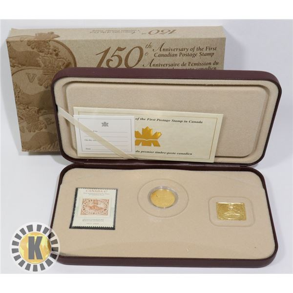 2001 24K GOLD & .999 SILVER COIN + 3 CENT STAMP