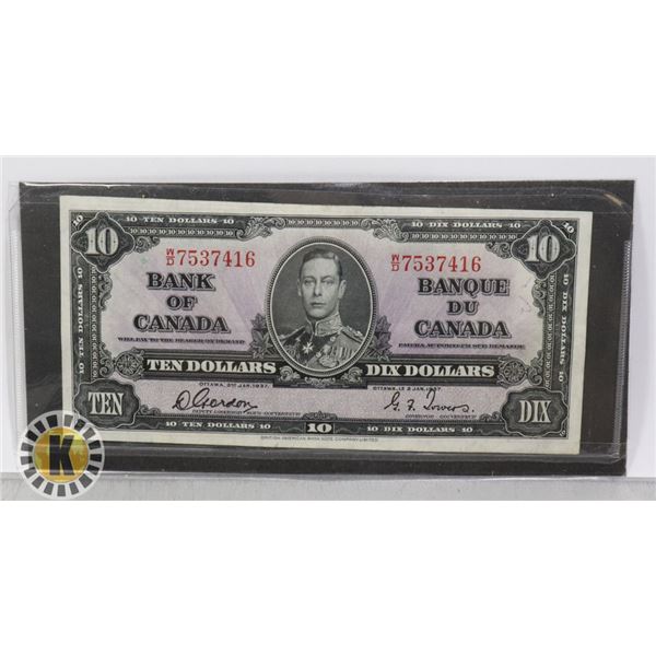 1937 $10 GORDON TOWERS - W/D 7537416 BC-24C
