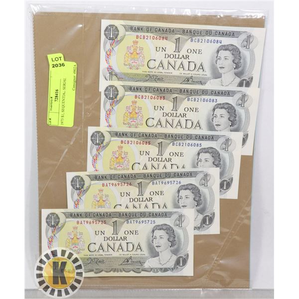 1973 $1, SEQUENTIAL SERIAL #'S