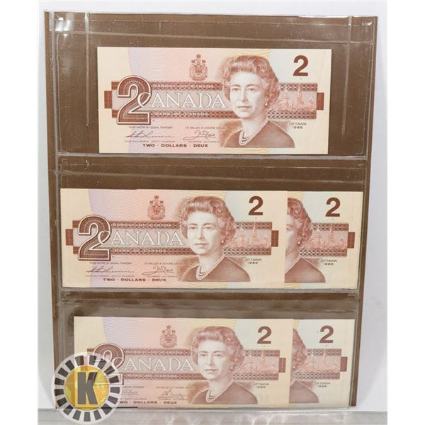 CANADIAN  1986 $2.00, 5 CRISPY PCS.