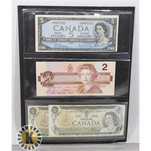 1954 $5, + 1973 $1, + 1986 $2, WITH MINT ERRORS