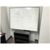 Image 2 : OAK COMPUTER STAND, DARK WOOD BOOKCASE AND WHITE BOARD