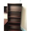 Image 2 : MAHOGANY 6 X 6' CORNER COMPUTER DESK WITH OVERHEAD AND 6' BOOKCASE