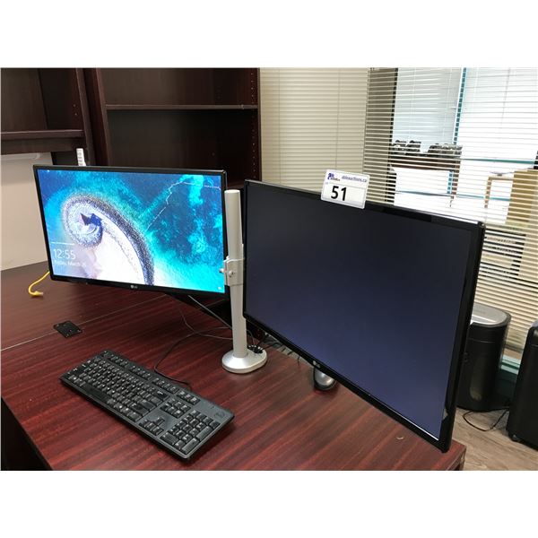 2 LG 24" LCD MONITORS AND DUAL MONITOR STAND