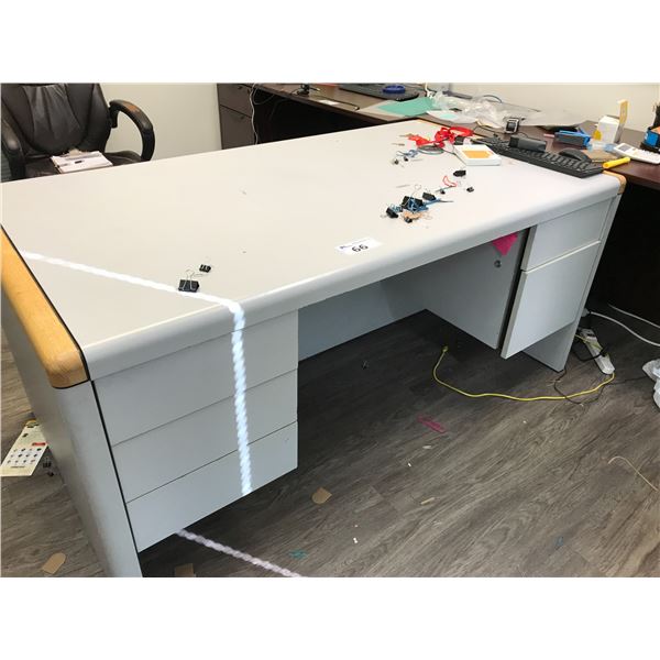 GREY 6' X 3' EXECUTIVE DESK AND 3 DRW. GREY LATERAL FILE CABINET