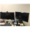 Image 1 : 2 BENQ 28" LCD MONITORS AND DUAL MONITOR STAND