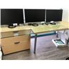 Image 1 : GLASS TOP 5' LAYOUT TABLE AND MAPLE 2 DRAWER LATERAL FILE CABINET