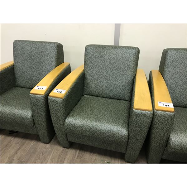 GREEN PATTERNED LOUNGE CHAIR - Able Auctions