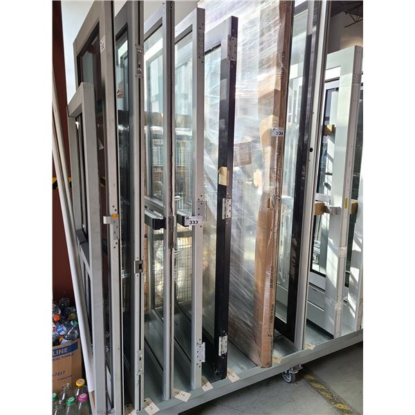 PAIR OF ALUMINUM FRAME AND GLASS COMMERCIAL PUSH PULL DOUBLE DOORS 35" X 83"