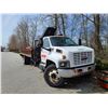 Image 1 : 2008 GMC C7500 S/A FLAT DECK CRANE TRUCK WHITE WITH 2000 HIAB 125 KNUCKLE BOOM CRANE & 20' DECK