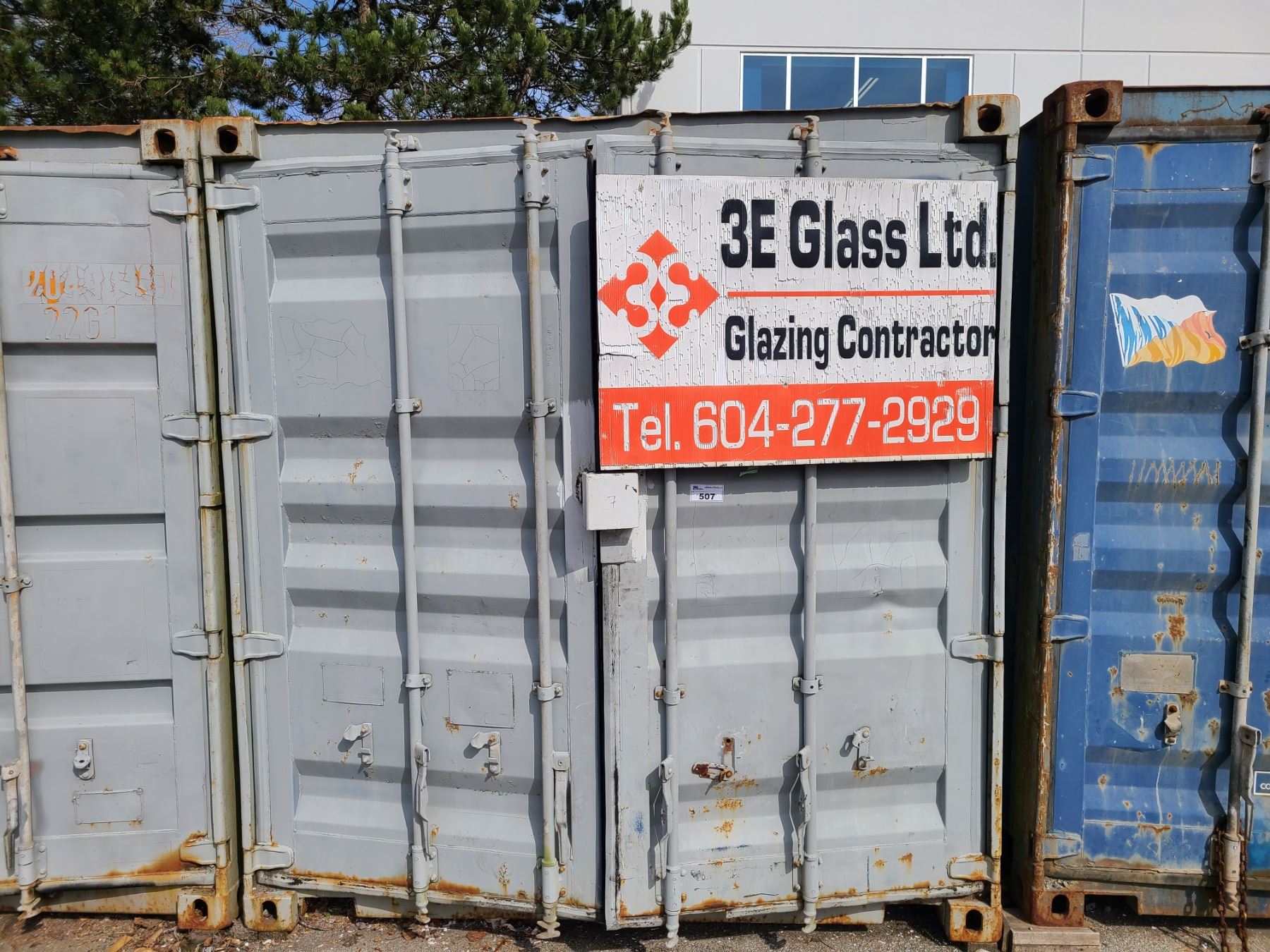 20' SEA CONTAINER WITH BARN DOORS, GREY - INCLUDES WOOD RACKING - Able ...