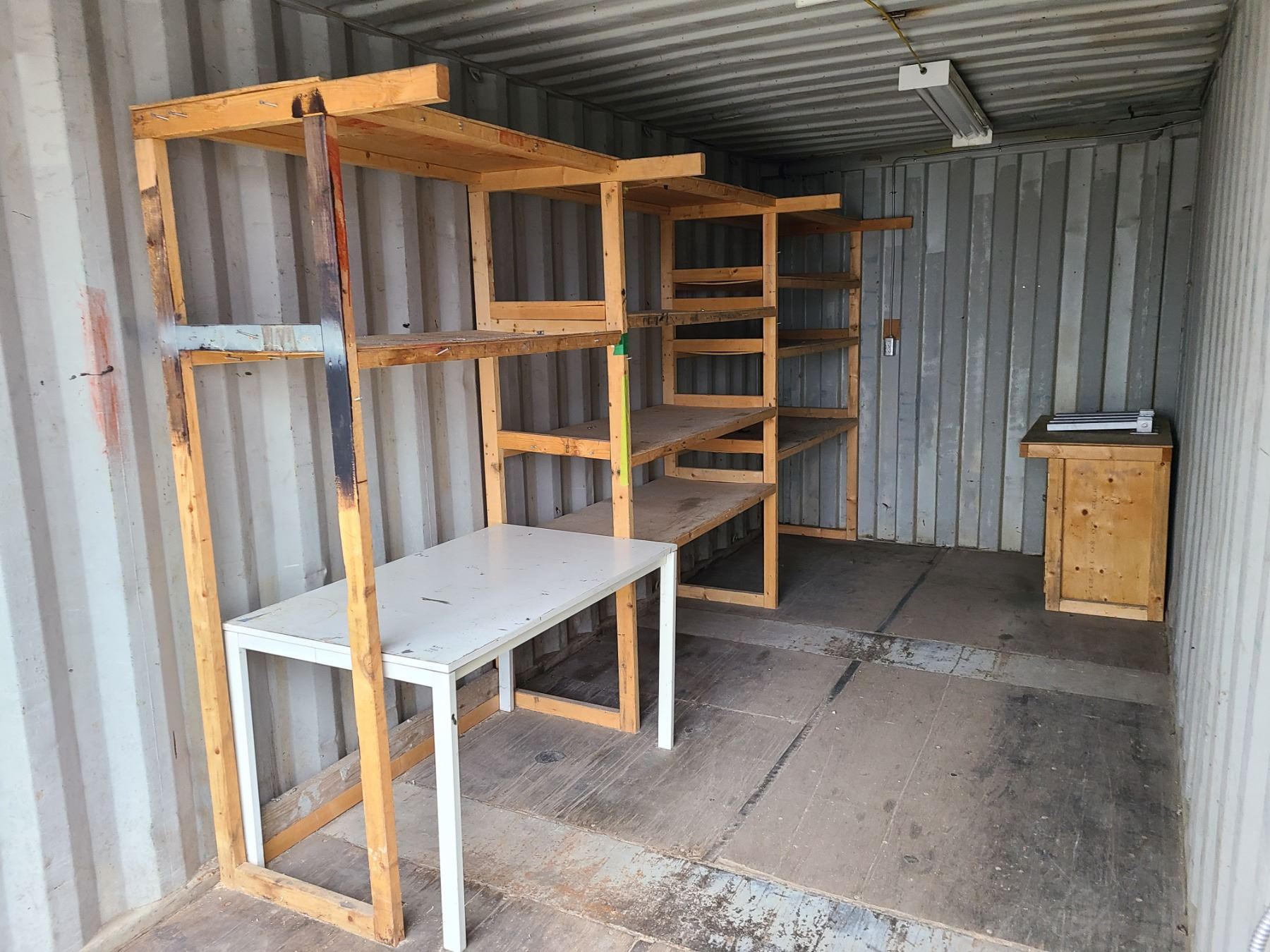 20' SEA CONTAINER WITH BARN DOORS, GREY - INCLUDES WOOD RACKING - Able ...