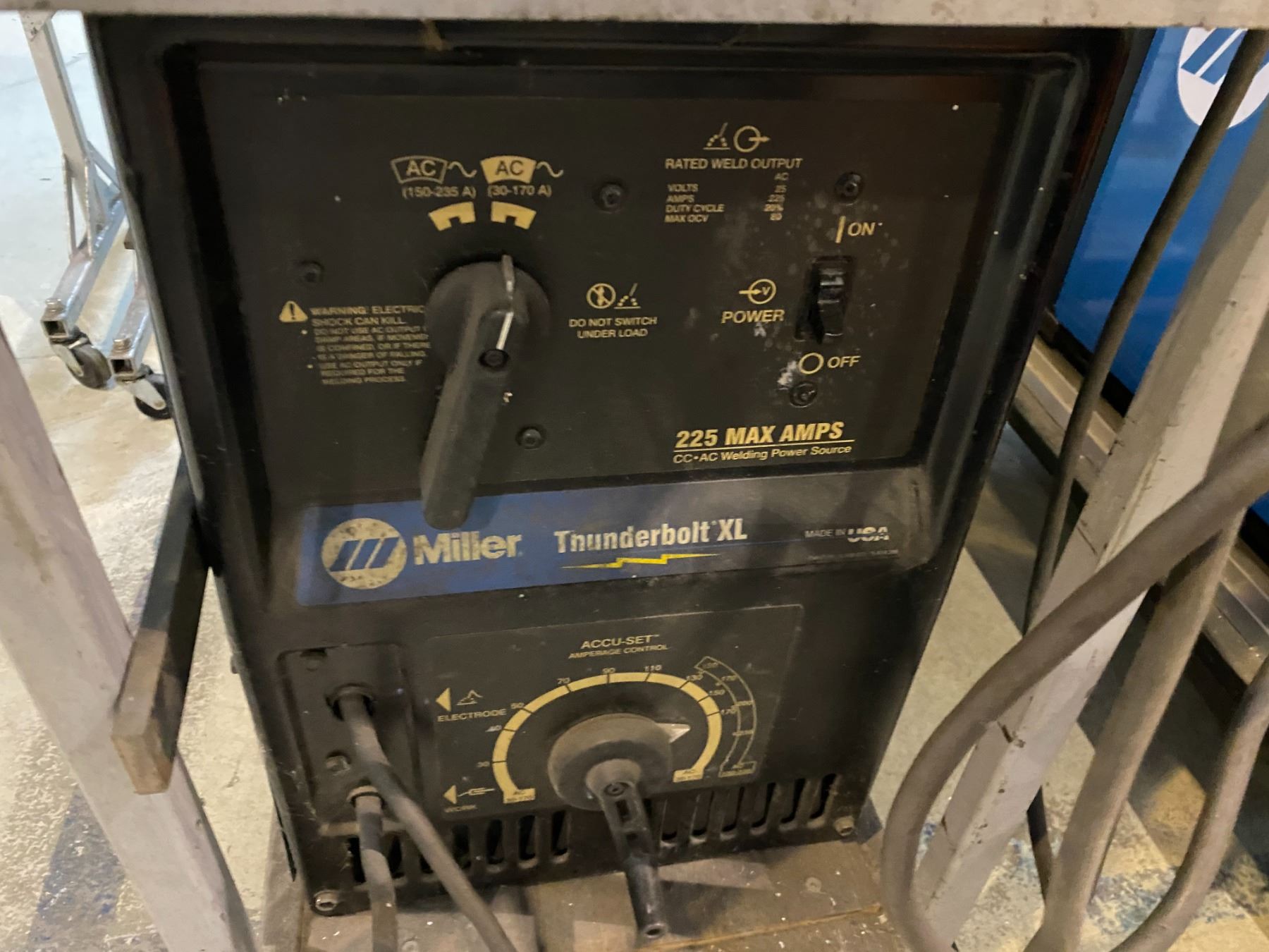 MILLER THUNDERBOLT XL WELDER WITH CART CABLES, STICK WELDING AND GROUND