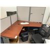 Image 1 : CHERRY 6' X 6' CORNER DESK WITH PRIVACY SCREENS