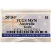 Image 3 : 2015-P AUSTRALIA KOALA SILVER DOLLAR PCGS MS70