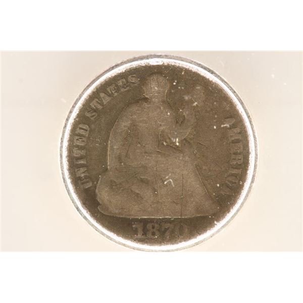 1870 SEATED LIBERTY HALF DIME ICG AG03 DETAILS