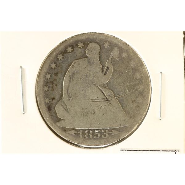 1853 SEATED LIBERTY HALF DOLLAR SCRATCHED