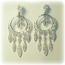 14K GOLD DIAMOND CHANDELIER EARRINGS DANGLE NEW