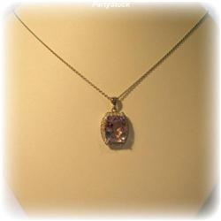 GENUINE PINK AMETHYST DIAMOND PENDANT NECKLACE