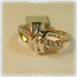 Swirled GOLD GENUINE DIAMOND RING 7.5 Knotted