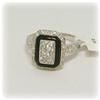 Image 1 : 14K White Gold Genuine Diamond Onyx Ring Big