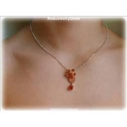 REAL Garnet FLOWER Necklace Sterling Silver BIG