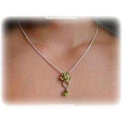 REAL Peridot Necklace Solid Sterling Silver 18" BIG