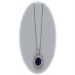 Genuine Diamond Iolite Pendant Necklace Silver