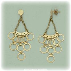 2" 14K Gold Chandelier DROP Earring Red Solid