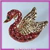Image 1 : RED SWAN PIN BROOCH GOLD SWAROVSKI CRYSTALS