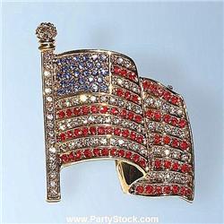 USA AMERICAN FLAG PIN SWAROVSKI CRYSTALS 1.5”