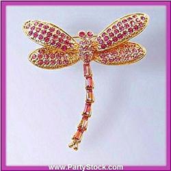 DRAGONFLY PIN BROOCH GOLD SWAROVSKI CRYSTALS