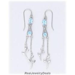 Genuine BLUE TOPAZ Dangling Drop Earring LONG