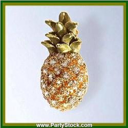 PINEAPPLE PIN BROOCH GOLD SWAROVSKI CRYSTALS