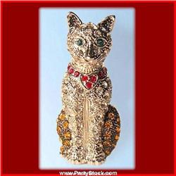 KITTY CAT GOLD SWAROVSKI CRYSTALSBROOCH PIN