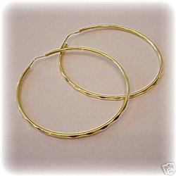 2.5" Solid 14K Gold Diamond Cut Hoop Earrings 4G