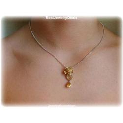 Citrine FLOWER Necklace Sterling Silver SOLID