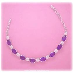 Sterling Silver Genuine Amethyst Bracelet NEW