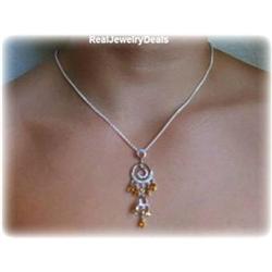 Genuine Citrine PENDANT NECKLACE VINTAGE Style
