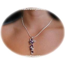 Amethyst Necklace Charm Sterling Silver SOLID