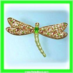 DRAGONFLY PIN BROOCH GOLD SWAROVSKI CRYSTALS