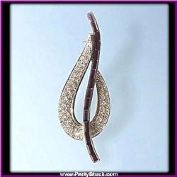 ART DECO PIN BROOCH GOLD SWAROVSKI CRYSTALS