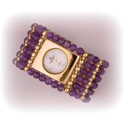 Genuine Amethyst Simulated Diamond Watch Gold New
